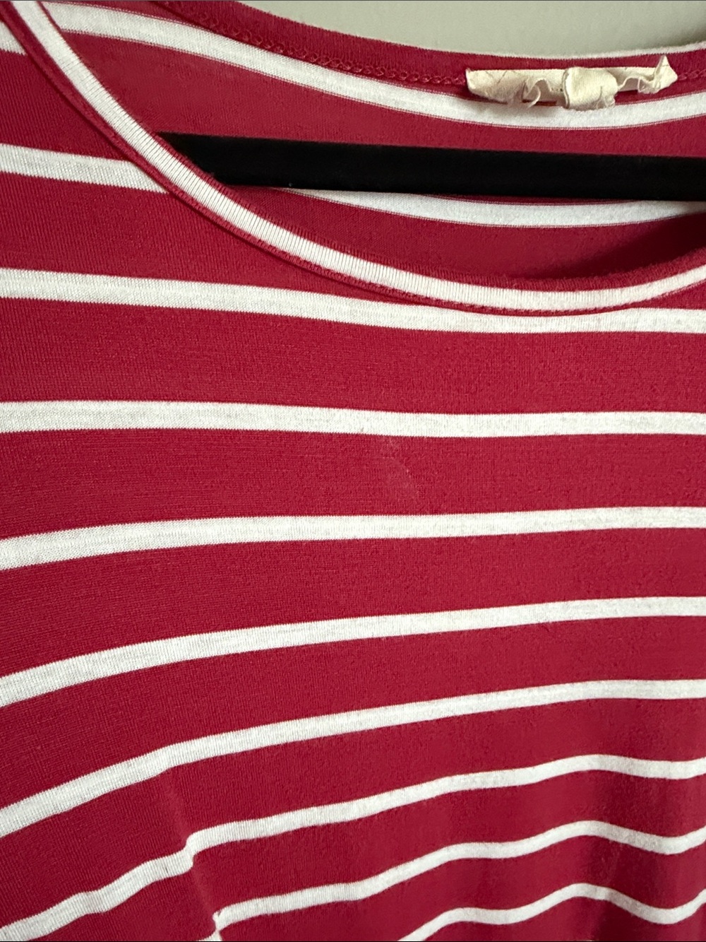 Striped Knot-Front Short Sleeve Tee - Raspberry & White - Picture 6 of 7